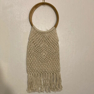 🌈 Macrame bag with wood handle NWOT